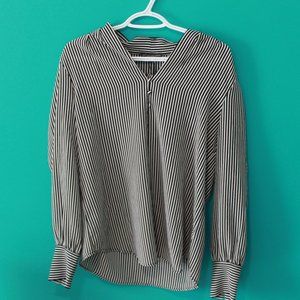 SOLD - Adrianna Papell Women's Black & White Striped Blouse - Size Small